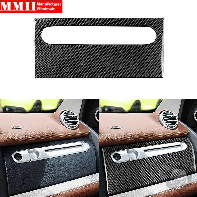 For Benz Smart Fortwo 451 Coupe Cabrio Pure Pulse Passion 2011 2012 2013 2014 2015 Carbon Fiber Copilot Storage Box Cover Trim