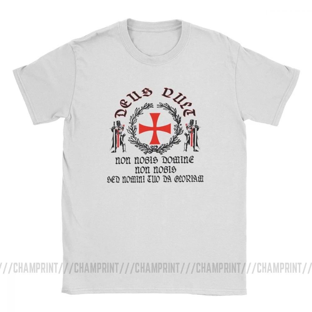 Потрясающая футболка Knights Templar Deus Vult Мужская из чистого хлопка с вырезом лодочкой