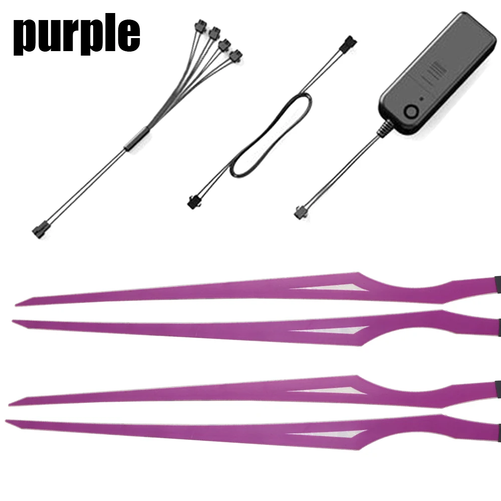 Purple 4 фары | 1 контроллер мотоциклетный светодиодный сигнал для ночной езды шлем EL холодный свет велосипедный шлем свет полосы Kitori - Цвет: Purple