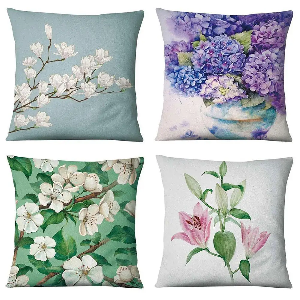 

watercolor flower Pattern Decorative Cushions Pillowcase flax Cushion Cover Throw Pillow Sofa Decoration Pillow Cover