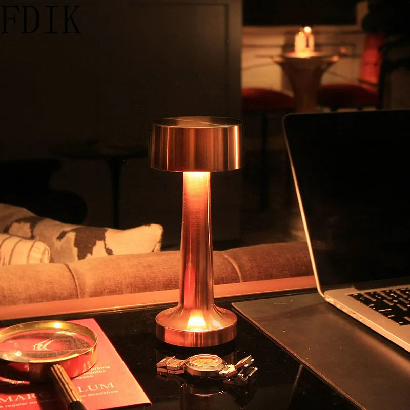 

Vintage Bar Table Lamp Loft Battery LED Night Lights Chargeable Desk Light Fixtures Bedroom Bedside Coffee Lamp Restaurant Decor