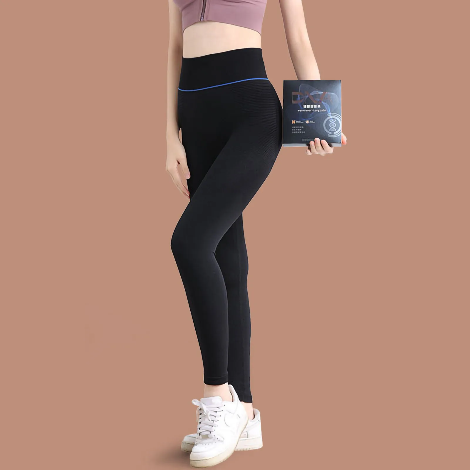 Женские штаны для йоги однотонные облегающие тренировочные с высокой талией