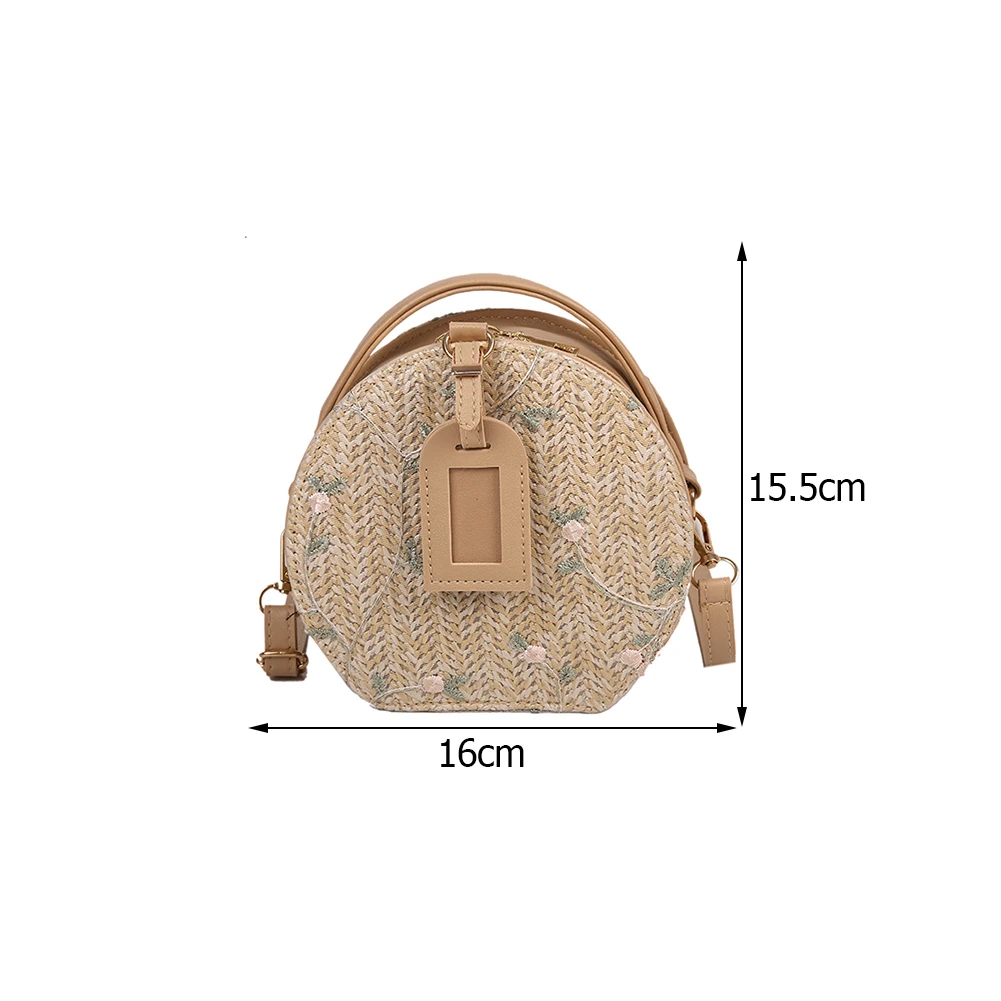 

Handmade Shoulder Bag Summer Casual Bags Fashion Women Summer Lace Flowers Woven Messenger Bag Mini Round Purse Handbags