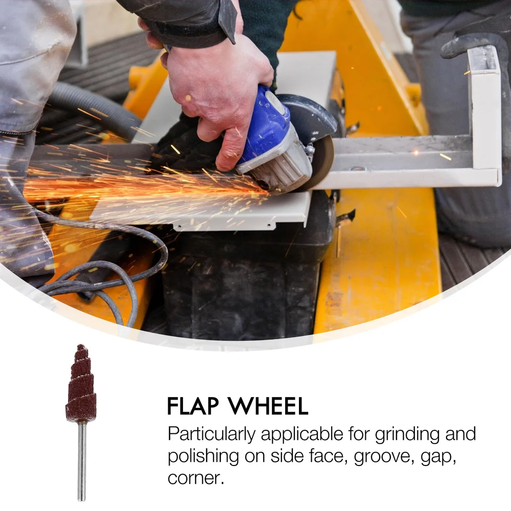 

20pcs Cone Shape Abrasive Flap Wheel with Handle for Deburring Sanding