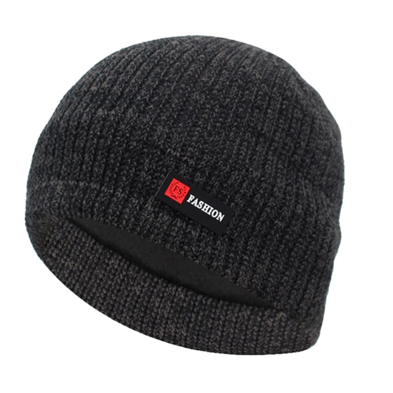 

Skullies Beanies Men Winter Hat Women Knitted Hats For Men Cap Winter Beanie Hat Gorro Thick Warm Brimless Fur Bonnet Men's Cap