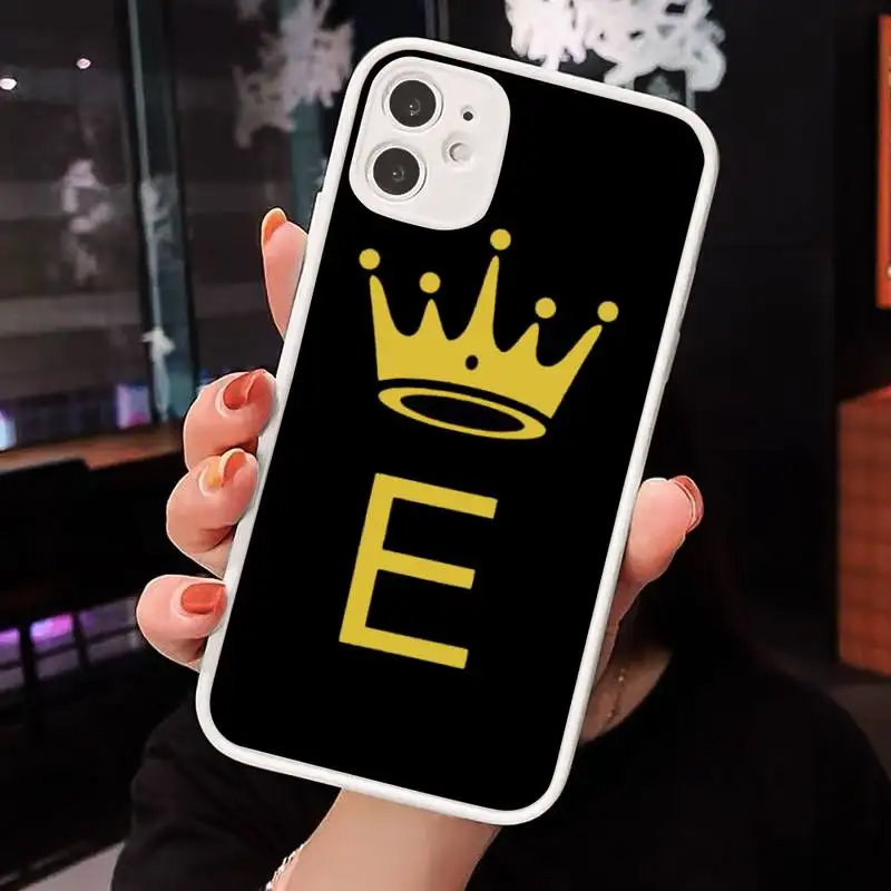 

Funny gold crown letters Phone Case Matte Transparent for iPhone 7 8 11 12 s mini pro X XS XR MAX Plus cover funda