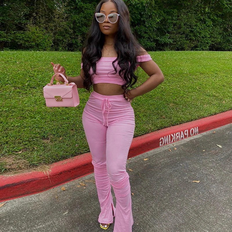 С открытыми плечами сексуальный комплект из двух частей Для женщин без рукавов