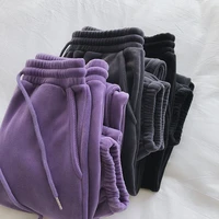 2021 womens autumnwinter thick oversize sweatpants female loose casual trouser lady solid color elastic high waist harem pants