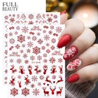 3D новогодние красные лазерные наклейки Слайдеры для ногтей голографические блестящие снежинки лося зимние рождественские наклейки для дизайна ногтей Декор CHSTZG050-058-2