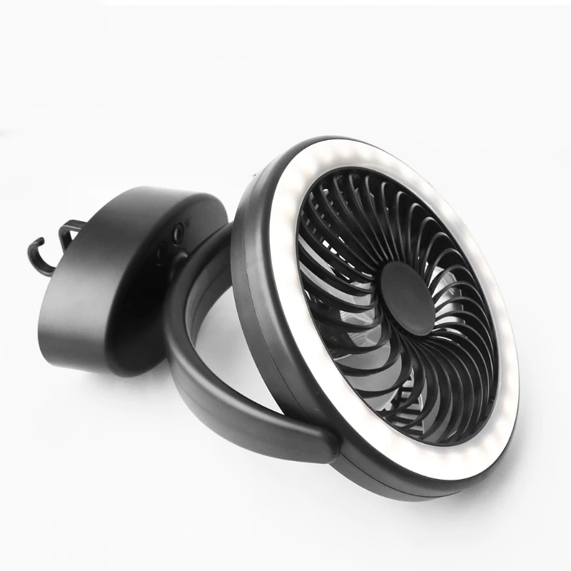 

Camping Fan with LED Lantern 4000mAh Rechargeable Battery/USB Operated Fan with Hanging Hook for Tent Car RV T84C