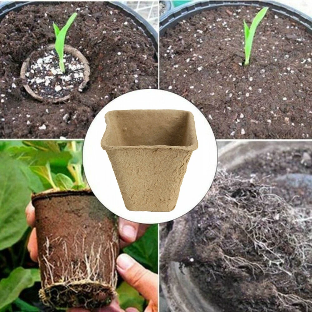 

50pcs 6/8cm Eco Paper Plant Grow Pot Nursery Cup Starters Garden Square Paper Flower Pots Herb Home Gardening Tools
