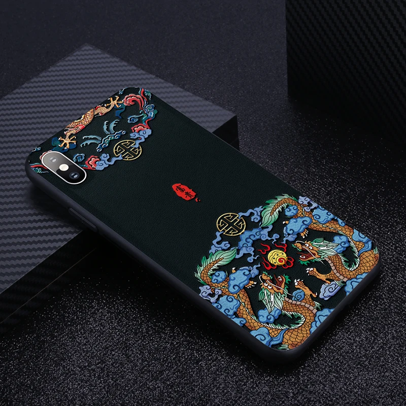 CENMASO для IPhone XR, чехол для IPhone 7, 8 Plus, X, XS Max, китайский дизайн, ультра тонкий мягкий кожаный чехол для IPhone 7, 8, чехол