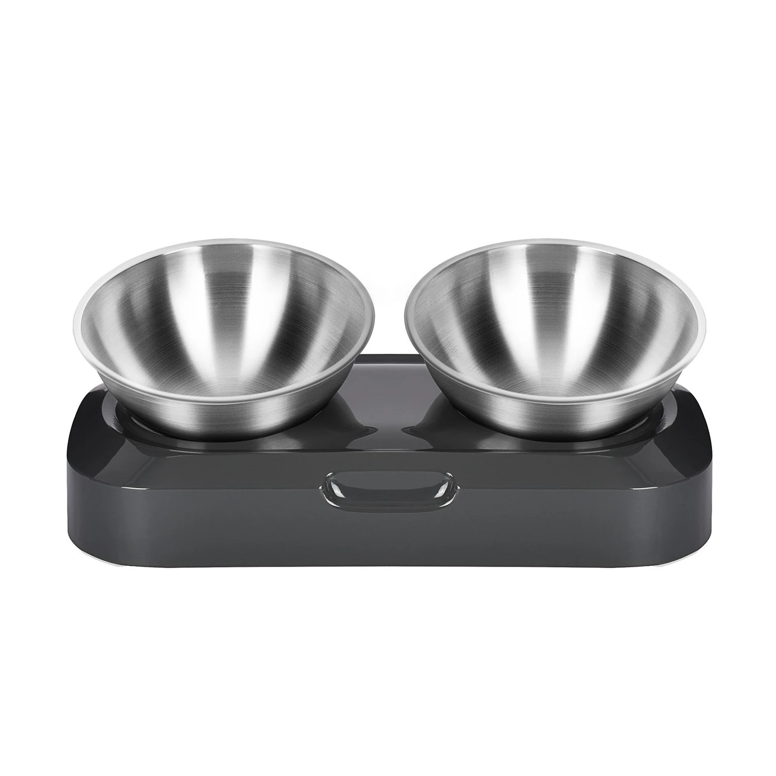 

Stainless Steel Tilted Cat Bowl with Stand Single/Double Adjustable Tilted Non Slip Food Water Kitten Pet Feeder