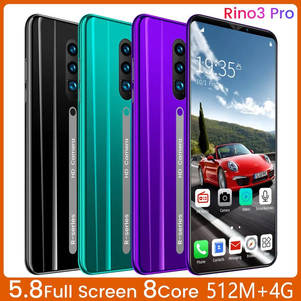 

Rino3 Pro 5.8 Inch Screen Android Phone Purple Water Drop Screen Smartphone Solid Color Mobile Phone Cool Shape Fashion