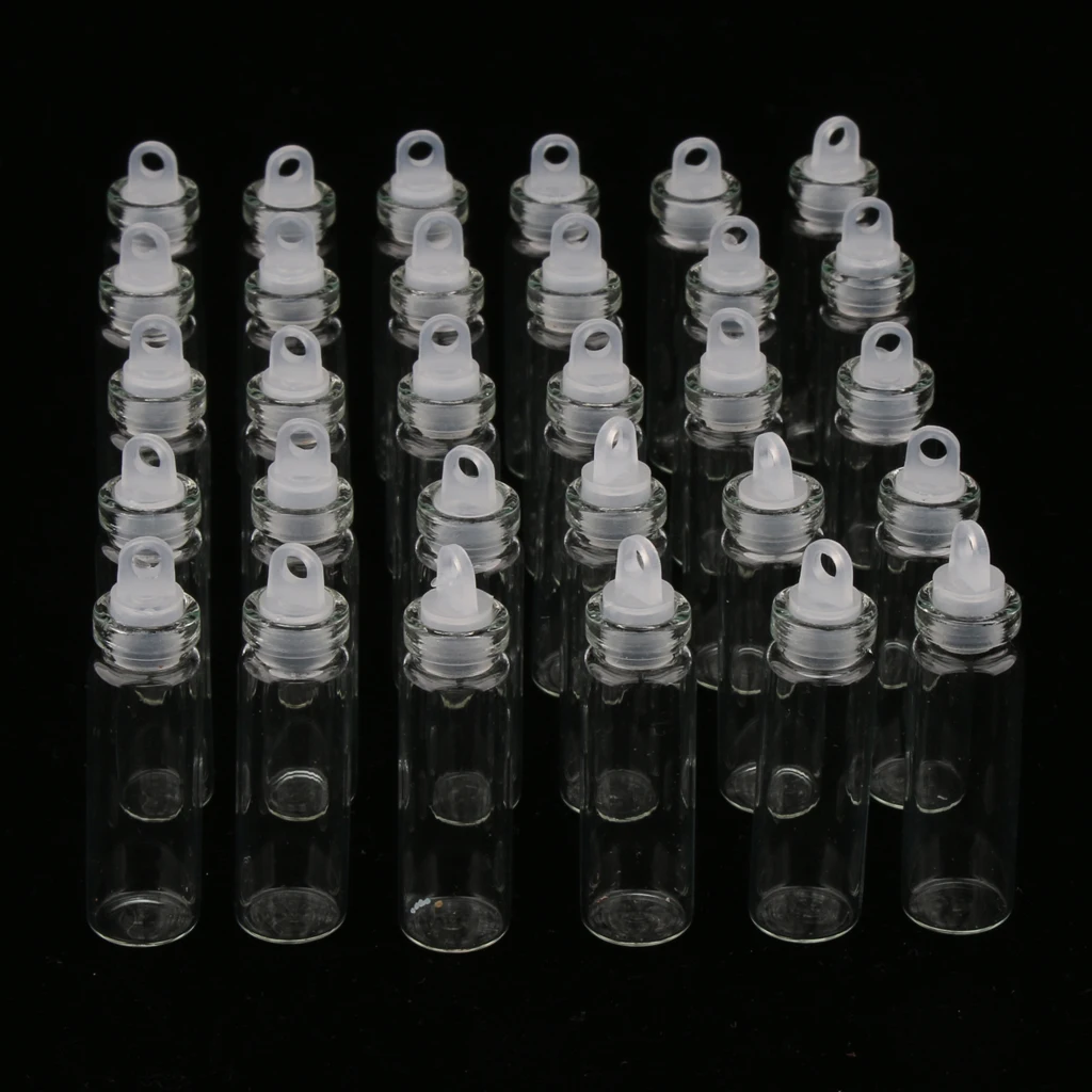 2ml 30 шт Мини пустые прозрачные стеклянные эфирные емкости для масла плавучая бутылочка желаний Ожерелье Подвеска «сделай сам» флаконы с пластиковой пробкой, 1 мл/2 мл - Цвет: 2ml