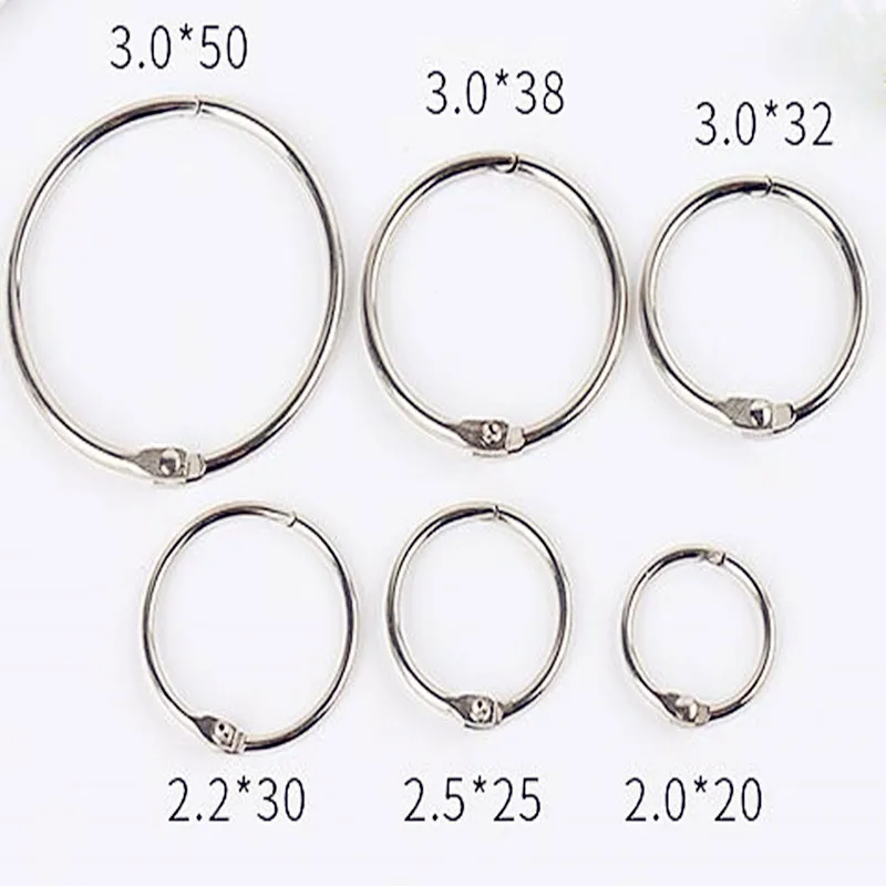 5Pc 15-38mm Golden Metal Loose Leaf Book Binder Hinged Rings Keychain Album Scrapbook Craft Black Open Rings Office Binder Hoops