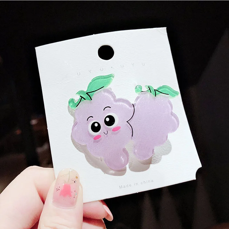 Grape 2 Новые летние детские заколки для волос с фруктами и овощами, модные женские головные уборы для девочек, ананас, арбуз заколки для волос, аксессуары - Цвет: Grape 2