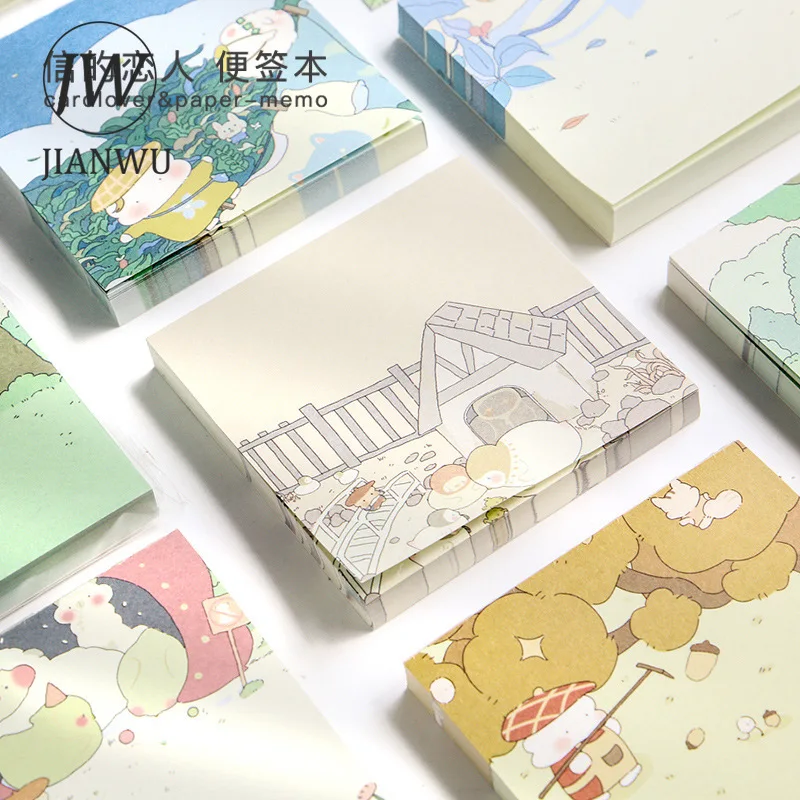 

JIANWU 100 шт. милые Мультяшные сообщения блокноты Kawaii канцелярские принадлежности студенческий коллаж бумага для заметок на клейкой основе, дн...