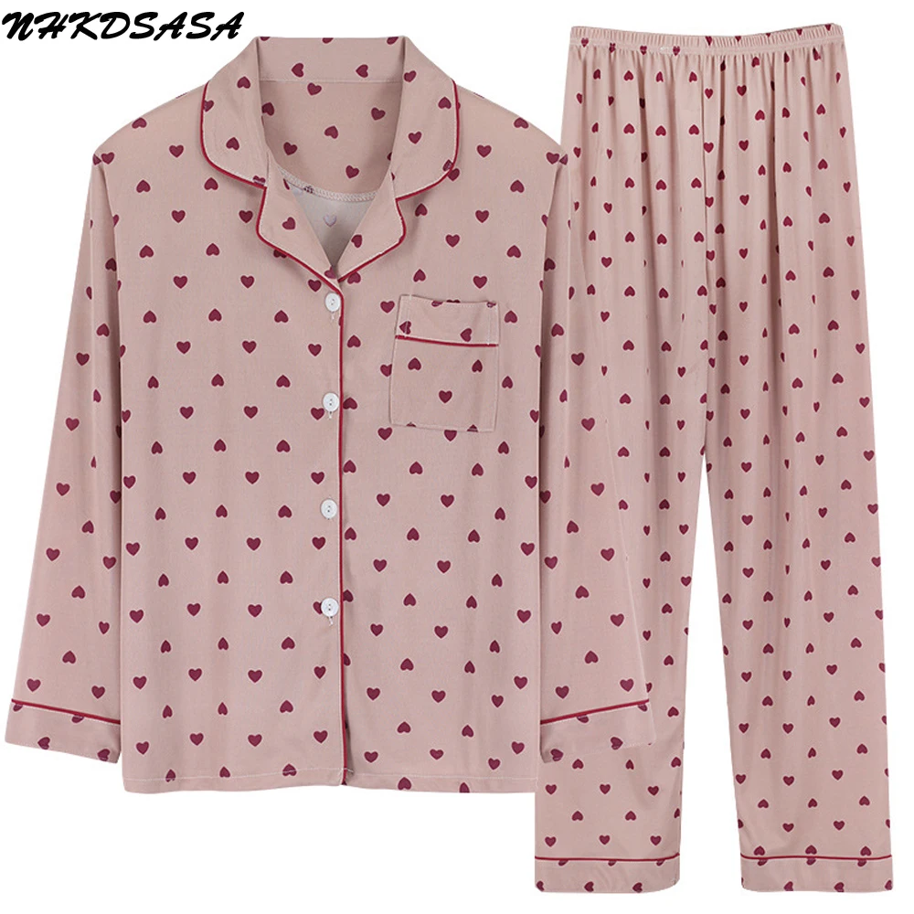 

Women's Pajamas Set Soft Pyjamas Plus Size Women's Clothes Homewear Spring Sleepwear 2 Piece Set Sleeping Shirt Home Wear