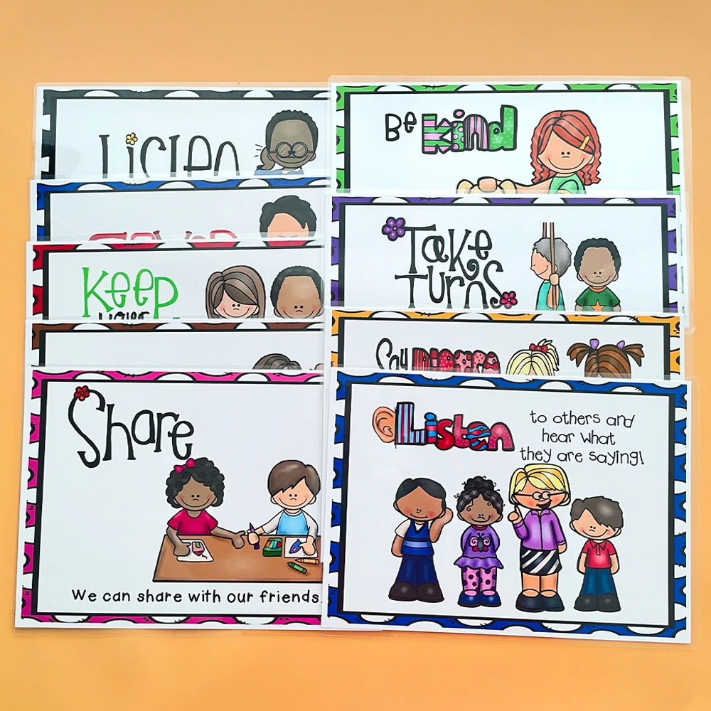 9 шт. постер на английском языке правила класса А4 большие карты раннее