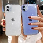 Чехол для iPhone 12, 11 Pro Max, XR, X, XS Max, 7, 8 Plus, SE 2020, из ТПУ, с блестками, флуоресцентный, прозрачный