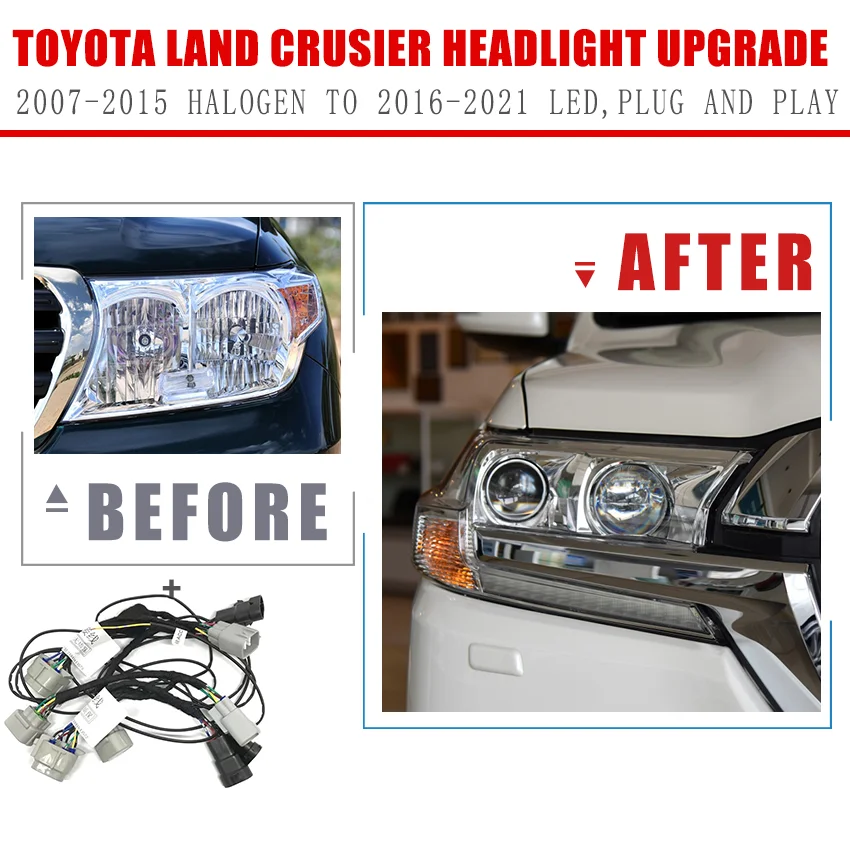 

Жгут проводов YCK адаптер для проводки для Toyota Land Cruiser с 07-15, галогенных до 16-21 светодиодов