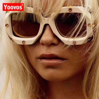 yoovos diamond oversized women sunglasse 2021 big frame square sunglasses vintage luxury brand design oculos de sol feminino