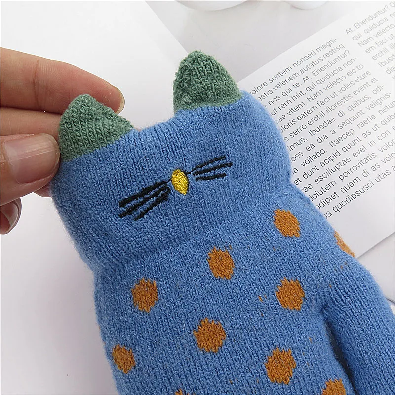 4-7 Years Children Gloves Girl Boy Winter Warm Baby Knitted Fingers Kid Velvet Thick For | Детская одежда и обувь