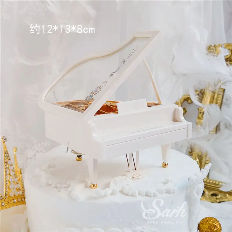 Piano music box С Днем Рождения Белый Элегантный балетный украшения для девочек торт Топпер Свадебные Жених и невеста для выпечки вечерние принадлежности Любовь Подарки - Цвет: Piano music box