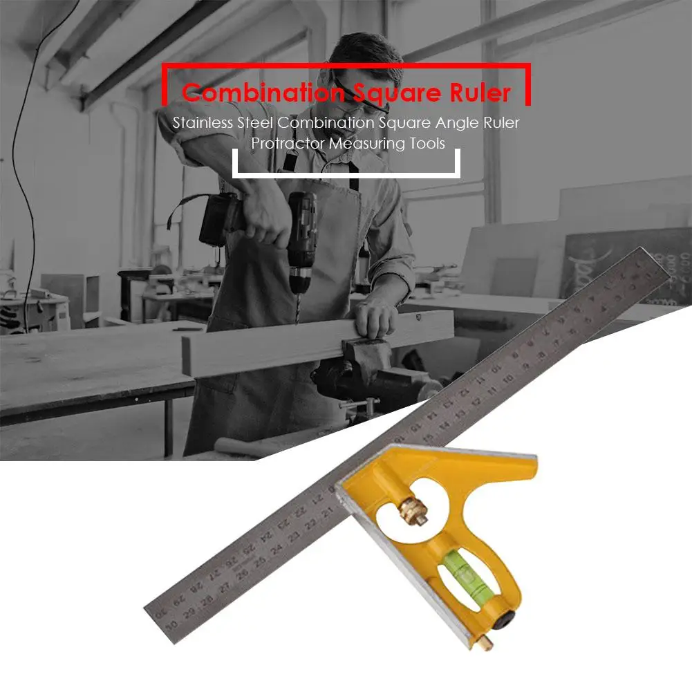 

0-180 Degrees Adjustable Ruler Combination Square Multi-function Stainless Steel Right Angle Gauge Protractor Measuring Tool