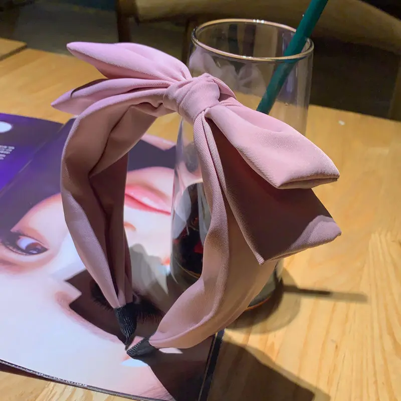 Повязка для волос с большим бантом женская милый однотонный Бандаж узлом модный