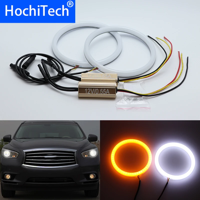 

White & yellow Dual and only white color Cotton LED Angel eyes kit halo ring DRL Turn signal light for Infiniti JX35 2011 2013