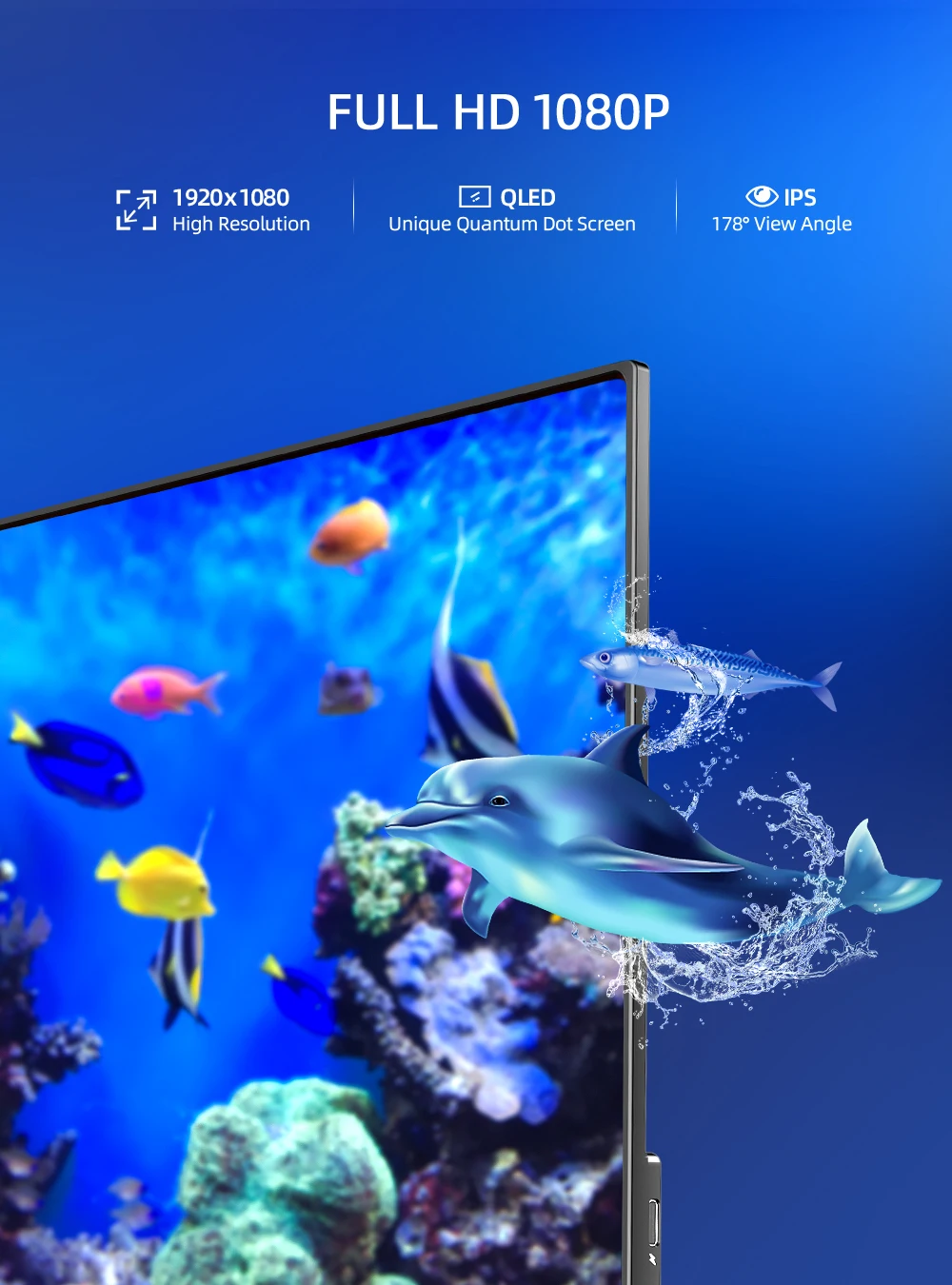 

UPERFECT 15.6 Inch FHD 1080P USB Type-C Computer Display IPS Eye Care Screen With HDMI Speakers For Laptop PC PS4 Xbox Phone