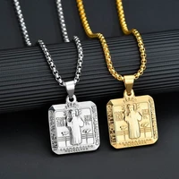 2 colors vintage religious unisex classic embossing christian jesus link chain pendant necklaces choker jewelry gift for men