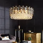 Современная роскошная гостиная Круглый K9 светодиодный подвесной светильник столовая линия блеск серый и прозрачный кристалл подвесной светильник