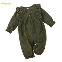 infant baby girls autumn long sleeve solid ruched outfits casual kids jumpsuits toddler overalls romper 3 24m