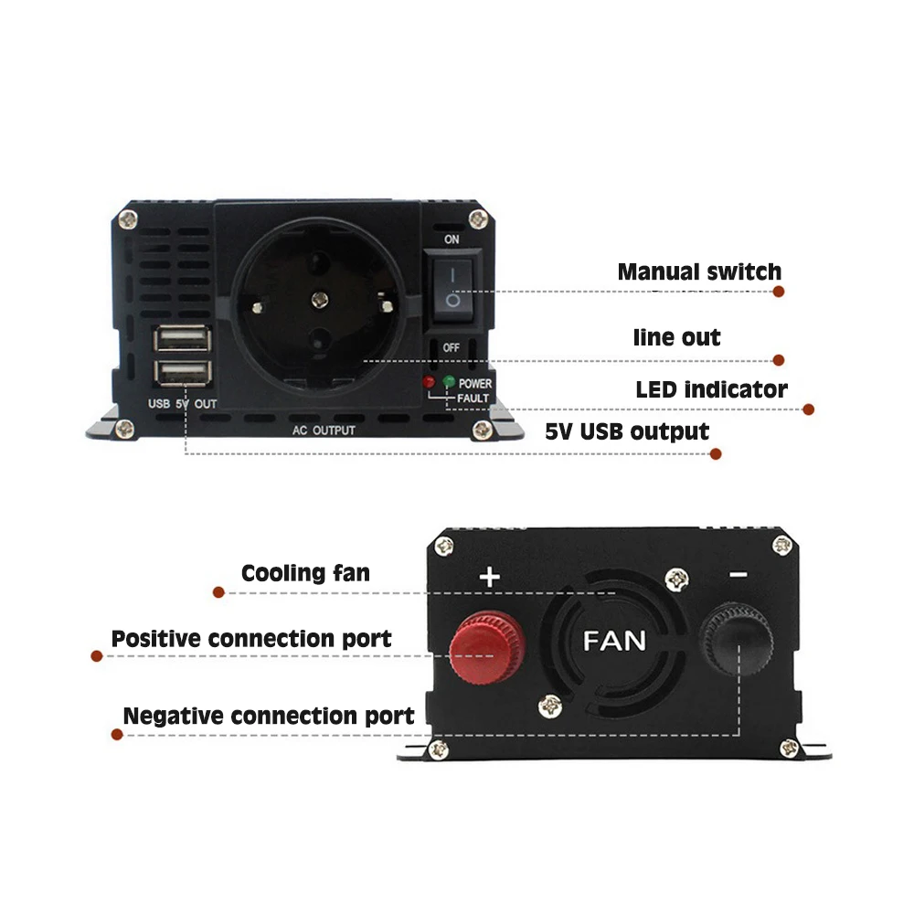 Преобразователь мощности 2000 Вт/3000 Вт модифицированный с дисплеем ЖК-монитор