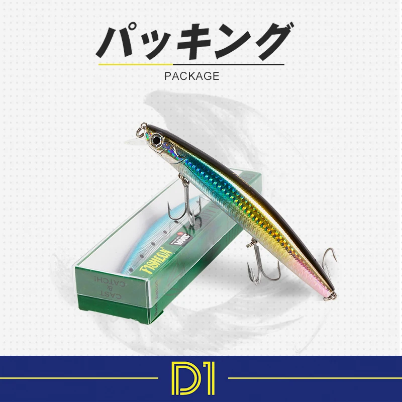 

D1 Fishing Lures 120mm 19g 140mm 29g Minnow Lure Rattles High Quality Hard Bait Crankbait Wobbler Fishing Tackle leurre Peche