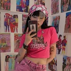 Y2k летняя готическая одежда, сексуальная женская облегающая футболка в стиле панк, гранж, уличная одежда, женский короткий топ, футболка в стиле Харадзюку, одежда, футболка, Топ