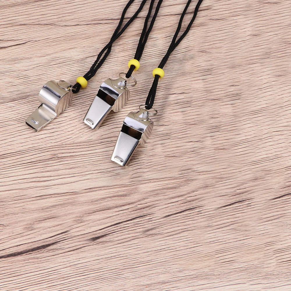 

4pcs Stainless Steel Whistles Metal Referee Whistle with Lanyard for Football Officials (Silver)