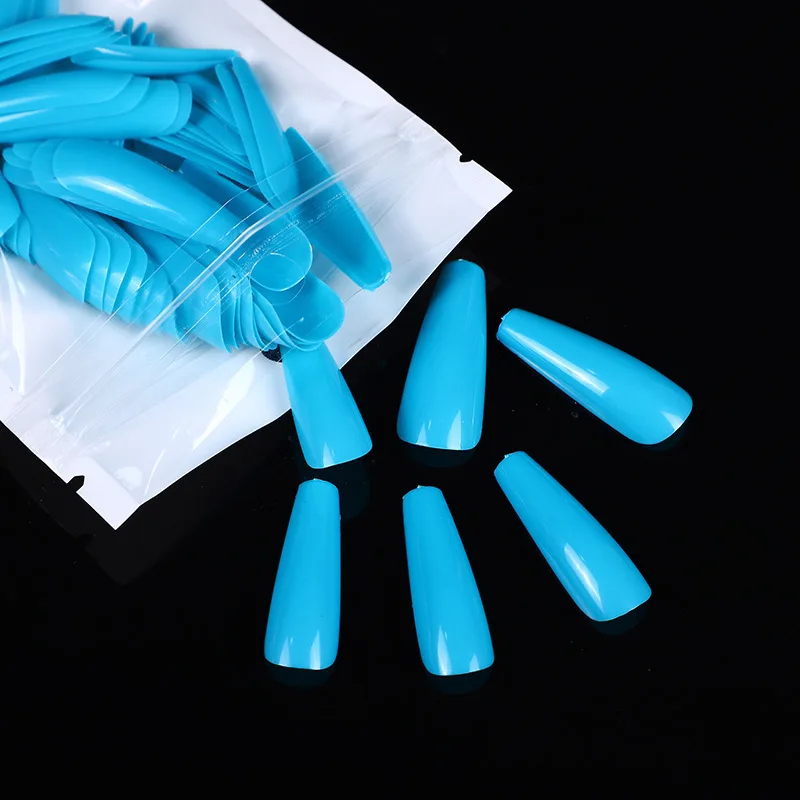 

Wholesale 100Pcs/Set Colorful Beauty Full Cover Artificial False Nails Detachable Long Coffin Fake Nail Supplies