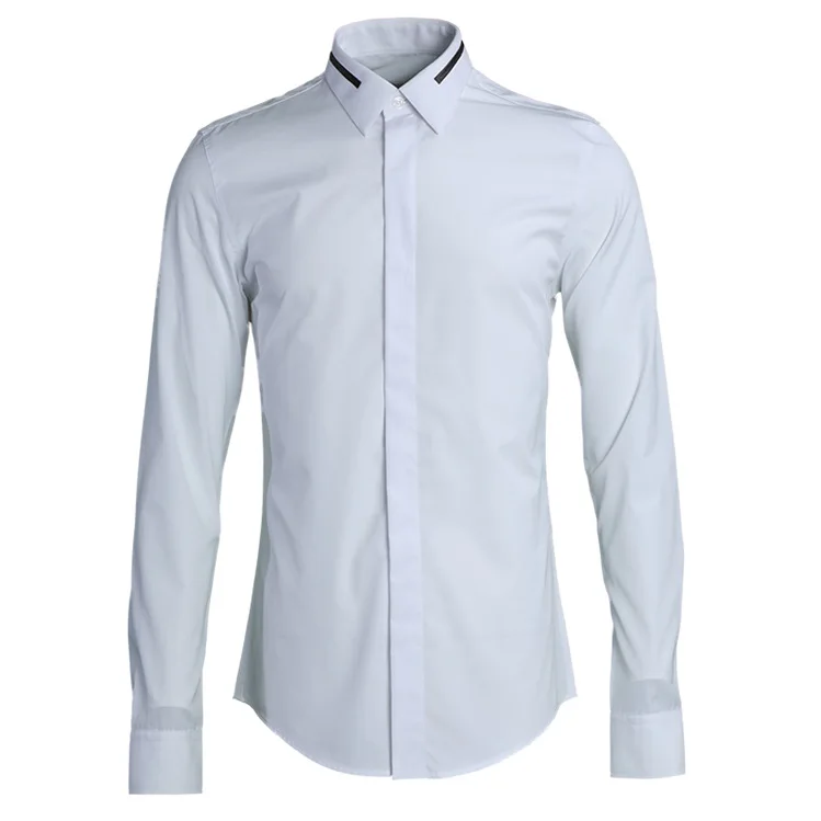 

New Luxury Men Shirt Fashion Trend Stripe Embroidered Collar Mens Dress Shirts Camisa Masculina Mens Shirts Casual Slim Fit