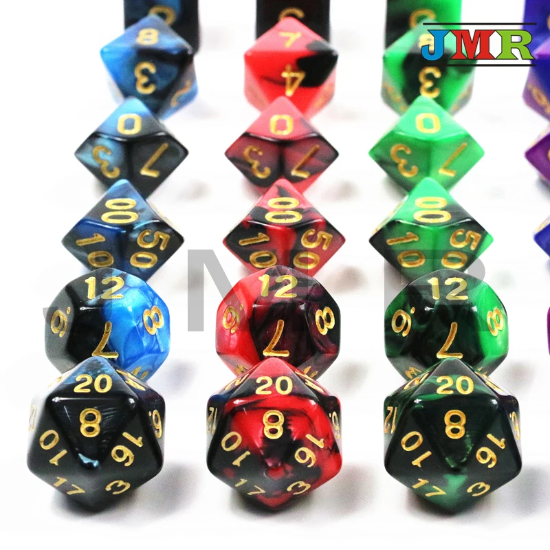 7 шт. Daodas De ролевые игры Набор Игральный костей с Туманность эффект покер DnD D4 d6 d8 d10