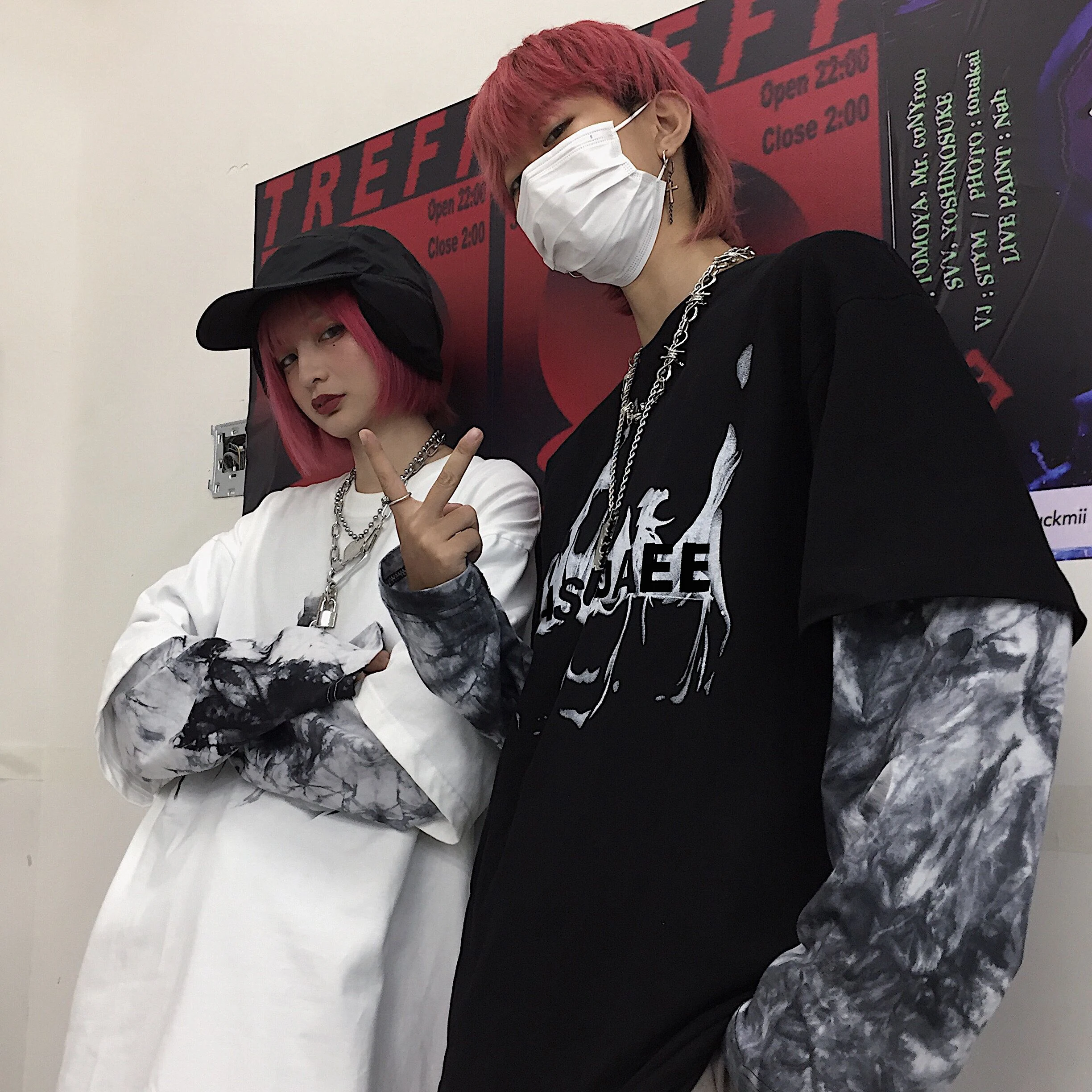 Kpop Tumblr женская осенняя и зимняя версия Ins Ретро галстук краситель рукав печать