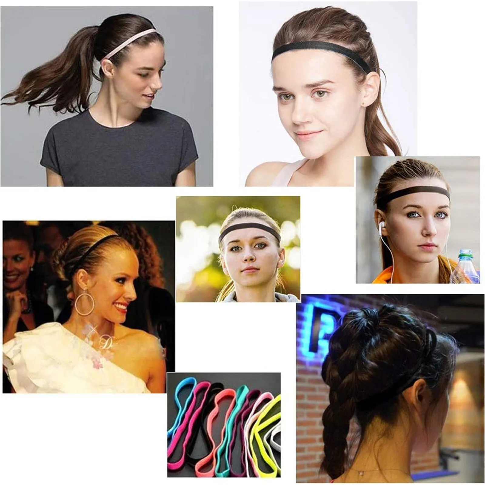 

3PCS Hair Head Band Sweatband Headband Stretch Mens Wrap Elastic Sports Thin Running Yoga Gym Headwear Accessories Women Men