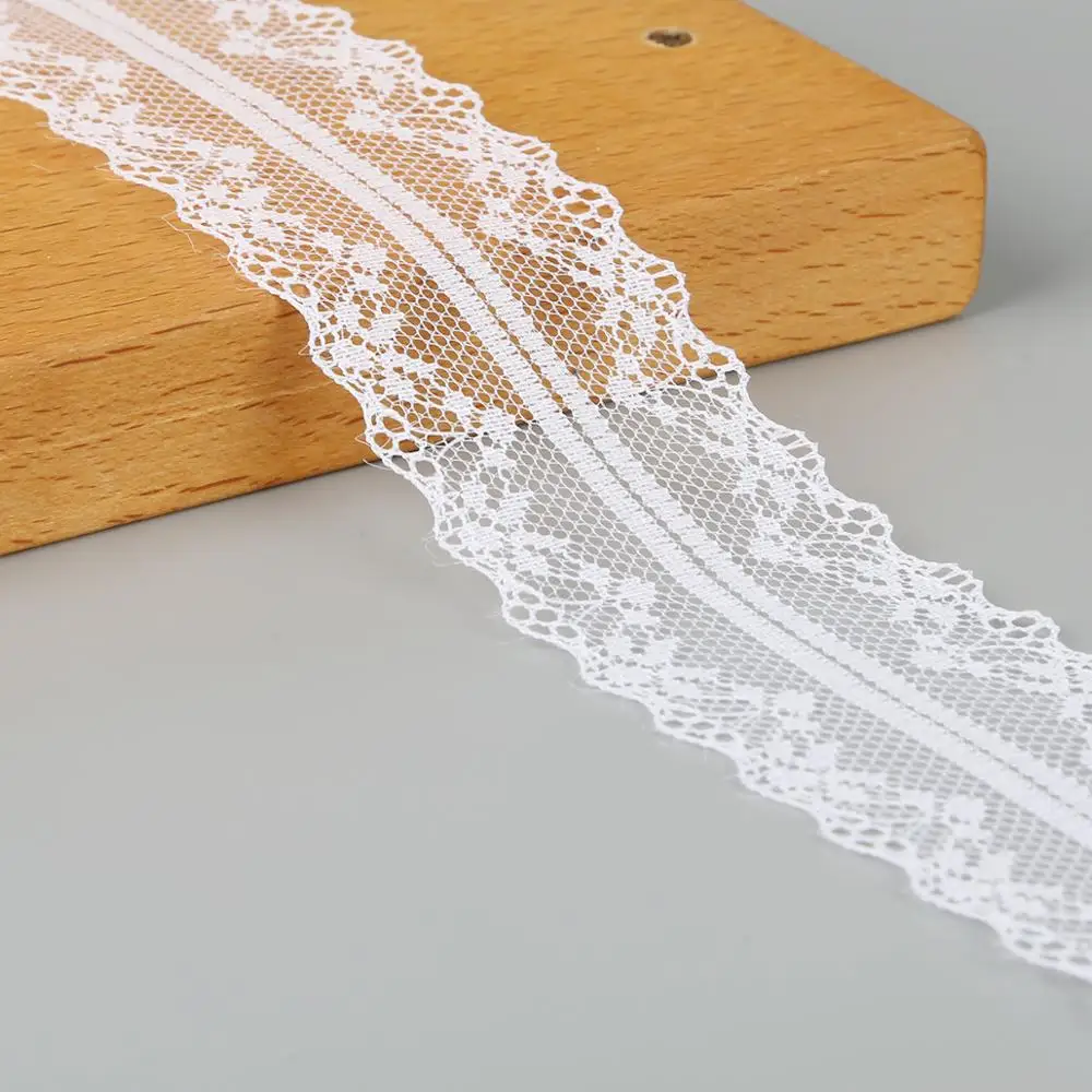 Эластичная эластичная кружевная лента 40 мм широкая белая вышитая хлопковая