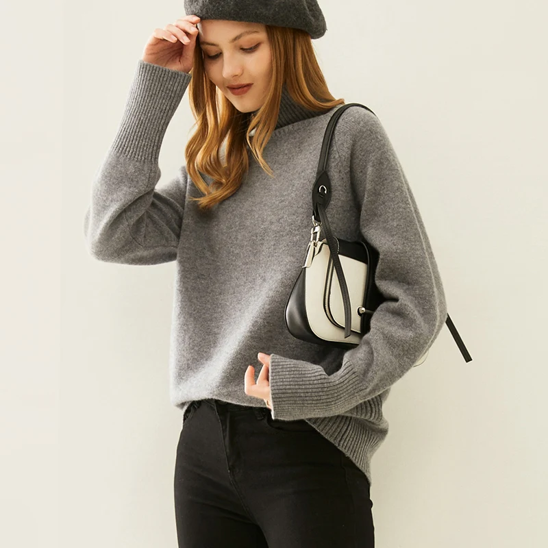adishree 2020 woman winter 100% Cashmere sweaters autumn knitted Pullovers High Quality Warm Female thickening Turtleneck