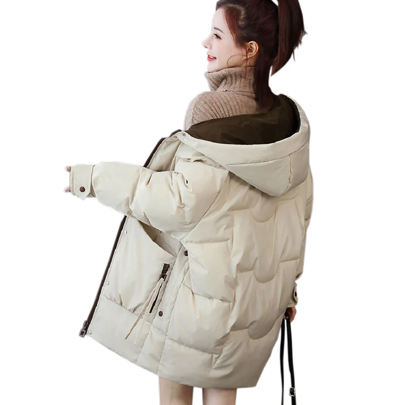 

Новинка 2021, элегантные длинные зимние пуховики, женские парки, толстые пальто, женская парка с капюшоном, теплая Женская хлопковая одежда, з...