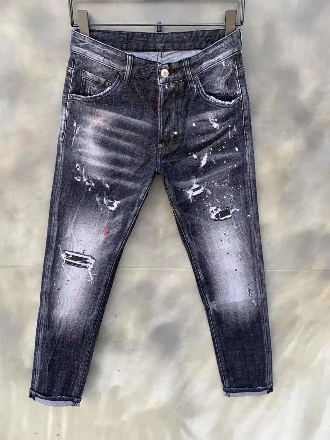 

Discounted products dsq brand Italy mens jeans pants Men Slim Stretch jeans denim trousers black hole Pencil Pants jeans for men