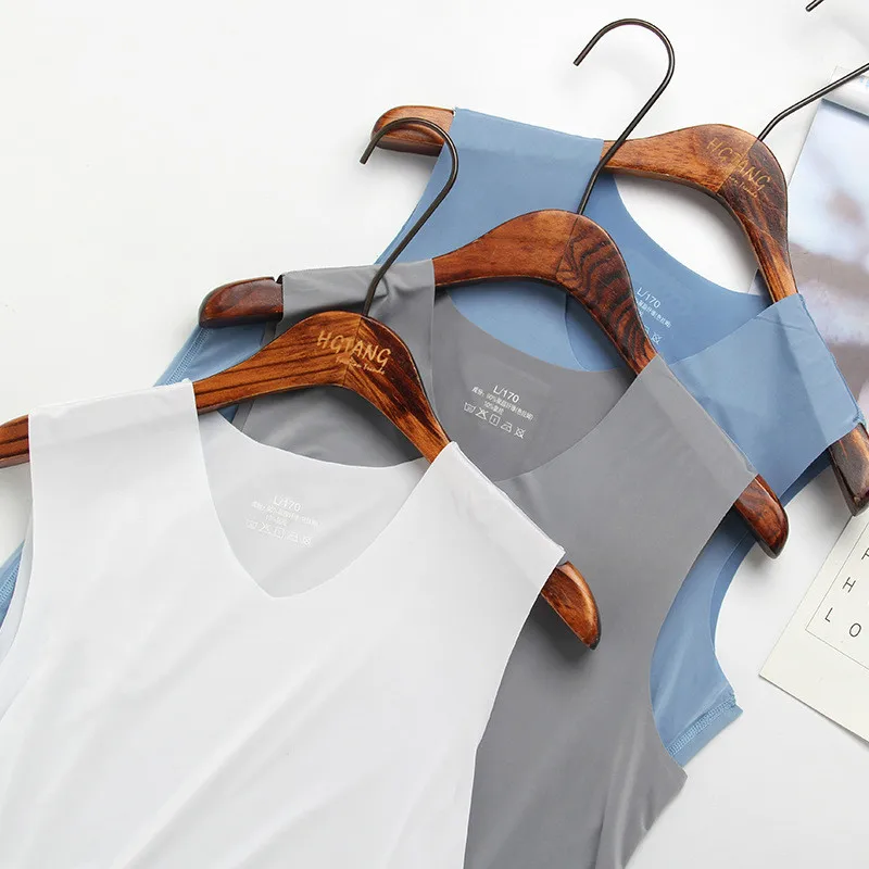 Майка мужская шелковая с v образным вырезом пикантный жилет без рукавов не